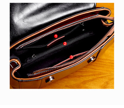 Oil Wax Leather OL Commuter Shoulder Handbag