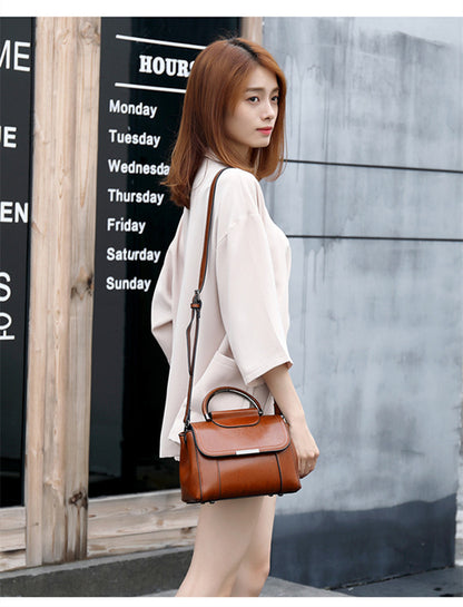 Oil Wax Leather OL Commuter Shoulder Handbag