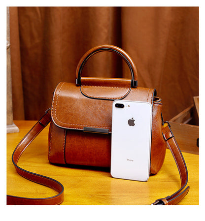 Oil Wax Leather OL Commuter Shoulder Handbag