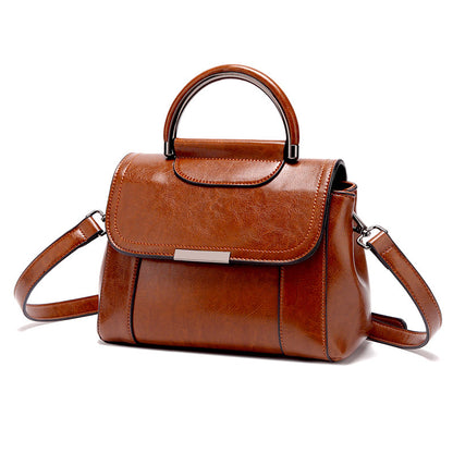 Oil Wax Leather OL Commuter Shoulder Handbag