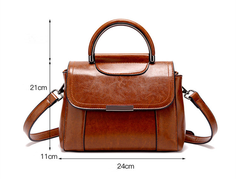 Oil Wax Leather OL Commuter Shoulder Handbag