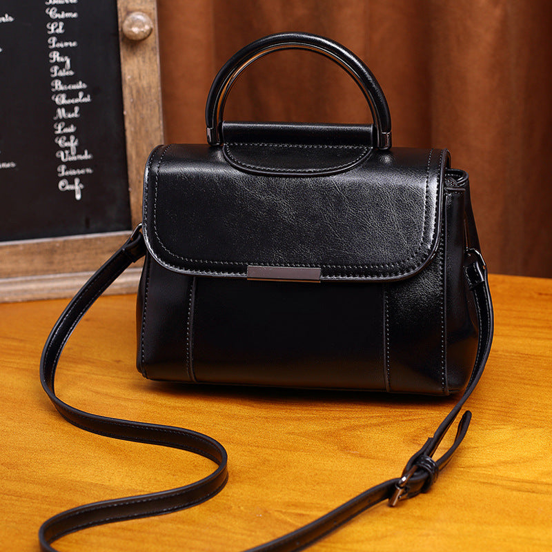 Oil Wax Leather OL Commuter Shoulder Handbag