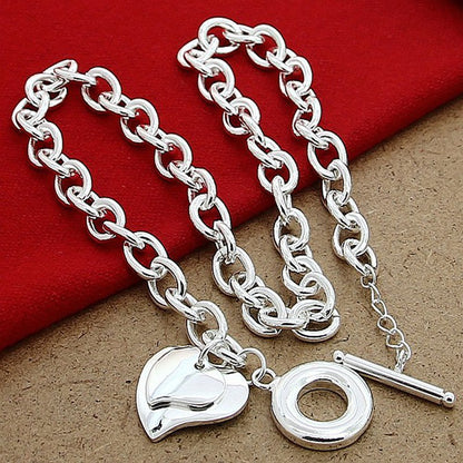 Silver-plated Blister Doppelherz Necklace